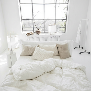 3 Piece Stonewashed Duvet Cover <b>Set</b> Soft <b>Striped</b> Cotton <b>Bedding</b> for Home - Product Image 1