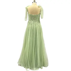 Maternity Expensive Lace Sparkle Beaded Wedding Dresses Plus Size Sage Emerald Green Bridesmaid Dress