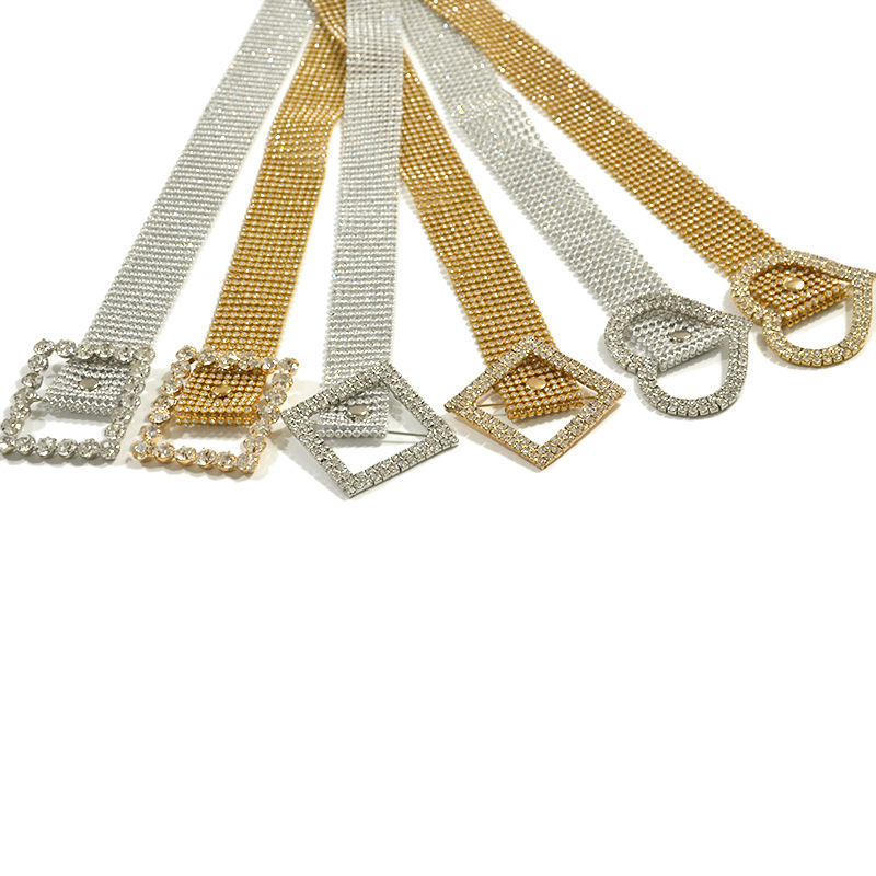 E514 Wholesale Gold Chain Belts - Shiny Bling Party Waistbands display picture 3
