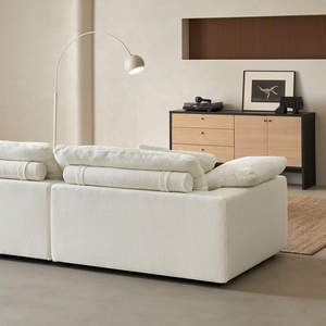 Canapé modulaire Zayshine, style nordique moderne, en lin blanc, <span class=keywords><strong>2</strong></span> places, <span class=keywords><strong>3</strong></span> places, en forme de I, pour salon, lavable, avec garnissage en plumes, pour appartement, villa, canapé nuage - Product Image 4