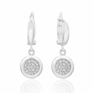 Clear CZ Round Design Geometric Jewellery Round Shape Turkish Wholesale 925 Sterling <b>Silver</b> Jewelry <b>Dangle</b> <b>Earrings</b> - Product Image 2