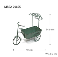 MR Rustic Tricycle Tanaman Berdiri Logam Pot Bunga Keranjang Pemegang dengan Pekebun Keranjang Dekoratif Pekebun Sepeda
