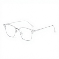 Gafas de Miopía con Protección Anti-Luz Azul, Metálicas, Cuadradas, Diseño Sólido de Media Montura, para Hombre, Uso Profesional, 9612