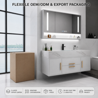 Meuble de salle de bain contemporain en pierre frittée OEM avec éclairage LED pour salle d'eau et toilettes