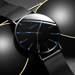 Njc Đồng hồ thạch anh thường ngày phiên bản Hàn Quốc cho Nam Đồng hồ dây lưới hợp kim đơn giản Đường kính mặt số 40mm đường kính rộng 20mm đóng hộp cho doanh nhân - Product Image 1