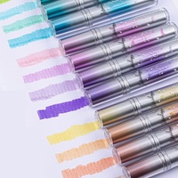 12 stylos fluorescents zodiaque Oblique brillant cristal de glace acrylique marqueurs à paillettes surligneurs ensemble pour cadeaux de noël/anniversaire
