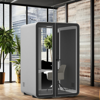 Cabine insonorisée moderne et durable UNIBOOTH, structure en profilés aluminium de précision, installation rapide en module, éclairage personnalisable, bureau