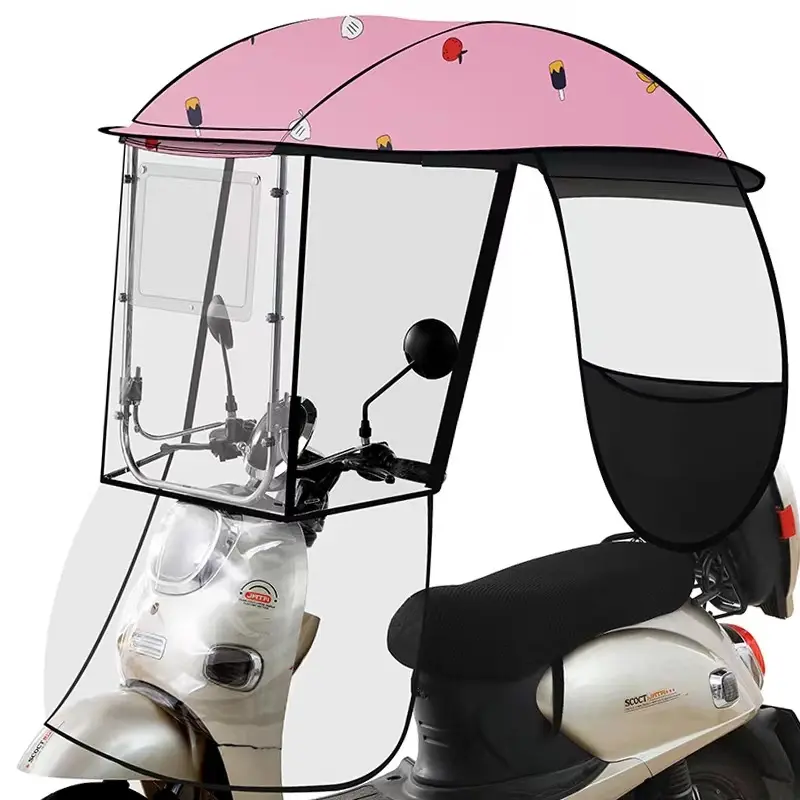 Motorcycle Electric Vehicle Fully Enclosed Windproof Sunscreen Umbrella Window Design