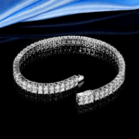 Bracelet Tennis Bling Hip Hop en Laiton Plaqué Or 18K avec Zircon Cubique, Double Rangée de 3mm de Large, Fermoir à Ressort, pour Femmes et Hommes