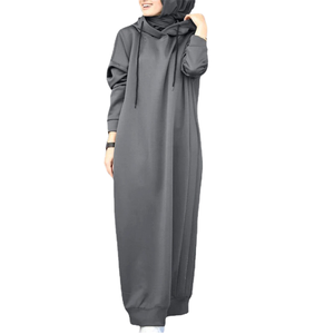 Loriya2024 <span class=keywords><strong>XXL</strong></span> Vintage Pure Color Abaya Kleid Kapuzen pullover für Frühling Atmungsaktives Polyester material Hergestellt für Dubai <span class=keywords><strong>Middle</strong></span> - Product Image 2