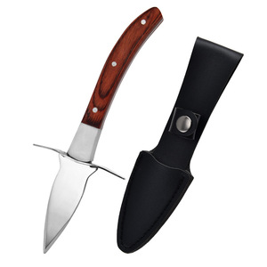 Venta al por mayor, cuchillo de ostra de acero inoxidable anticorte grueso, mango de madera colorido, abridor de mariscos con herramienta de metal de concha Vieira - Product Image 5