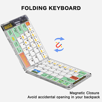 Keyboard dan Mouse Lipat, Combo Keyboard dan Mouse Lipat BT, 2.4G + BT5.0, Keyboard Portabel Ukuran Penuh Isi Ulang untuk Perjalanan