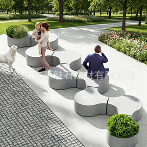 Nuevos Materiales de Construcción de Piedra GRC: Banco Modular Combinado y Taburete Combinado para Patio Exterior, Plaza y Jardín de Cemento. - Product Image 1