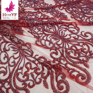 Hy1756 Chất Lượng Cao Trắng 3D Đính Hạt Sang Trọng Ren Vải Cho Cô Dâu Wedding Dress Trim Bán Buôn - Product Image 6