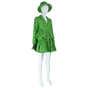 Robe Courte de Cosplay Riddler pour <span class=keywords><strong>Femme</strong></span>, Tenue Originale de Villain de Gotham Edward Nygma pour Halloween, Vêtement de Jeu de Rôle, Meilleure Vente - Product Image 3