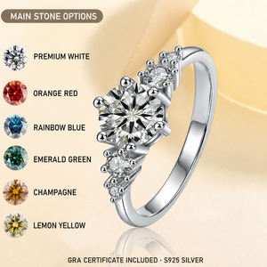 Anillo de Compromiso de Moissanita de Color Fantasía, 1ct D VVS, Corte Redondo con Certificado GRA, Banda Delgada de 1.8mm, Anillos de Lujo S925 - Product Image 1