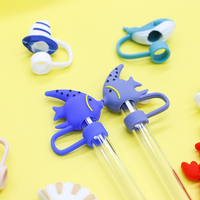 PAISEN Embouts de paille en silicone 3D personnalisés de qualité alimentaire, motif dessin animé, 10 mm, anti-poussière, avec breloques, compatibles avec les tasses