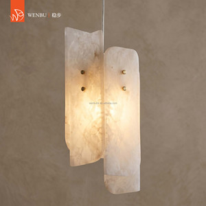 Spanish <b>alabaster</b> clustered Pendant <b>Lamp</b> brass dining room villa foyer light - Product Image 3
