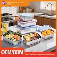 Boîte à lunch carrée empilable hermétique multi-tailles en acier inoxydable 304 avec couvercle en silicone, compatible micro-ondes, pour étudiants et usage extérieur