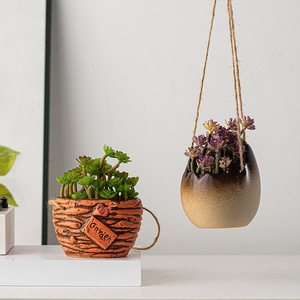 Vase en céramique fait main, panier mural suspendu pour plantes de balcon, plantes araignées et autres plantes en <span class=keywords><strong>pot</strong></span> - Product Image 1