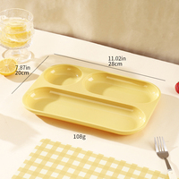 Plateau de service rectangulaire léger en silicone, résistant au micro-ondes et au lave-vaisselle, sain, à compartiments, pour le contrôle des portions, adapté aux enfants et aux adultes, pour l'école