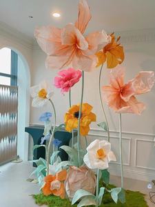 E-211 sıcak satış dev ipek yapay standı renkli çiçek dev nergis düğün geçit için dekorasyon - Product Image 6