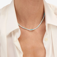 Nouveauté Collier Tennis pour Femme en Or 14 carats Plaqué Or avec Serti à Griffes de 3 mm Opale Bijoux Cadeaux