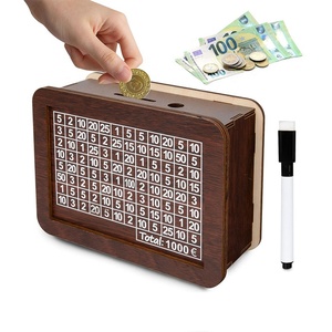 Hộp tiền bằng gỗ với truy cập cá nhân bằng gỗ con heo đất ngân hàng trẻ em đồng xu ngân hàng tiền tiết kiệm hộp lưu trữ đồng xu - Product Image 1