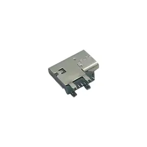 USB type-c 16P Female Socket Connector 90 derajat Side Insert DIP untuk transmisi Data dan pengisian Port