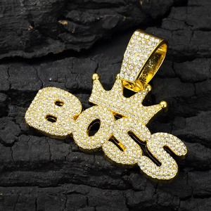 Hip Hop Couronne avec Roi Pendentif Collier Charme De Mode Chaîne Cubaine HipHop Glacé Bling Colliers Offre Spéciale Charme Bijoux Cadeaux - Product Image 2