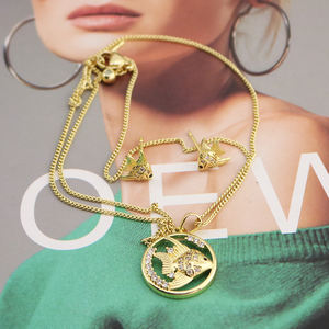 HX0018 18k黄金女士饰品套装最新海星耳环吊坠项链章鱼帆船冰淇淋蝴蝶造型图案 - Product Image 4