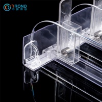 Étagère à ressort en plastique réglable en largeur pour supermarché système de poussoir présentoir cosmétique cristal transparent
