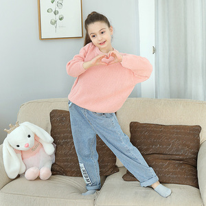2024 di vendita calda maglione da <span class=keywords><strong>bambina</strong></span> in cotone primavera autunno inverno morbido tinta unita manica lunga girocollo - Product Image 5