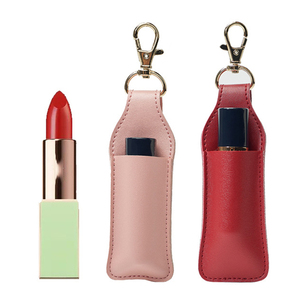 Custom LOGO PU Leather Perfume Oil Pouches Lipstick Holder Organizer Keychain