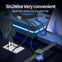 Cable Magnético Inalámbrico Tipo C 2 en 3 de 100W, Cable de Carga Rápida de 100W, Cable Multi-interfaz para iPhone y Reloj