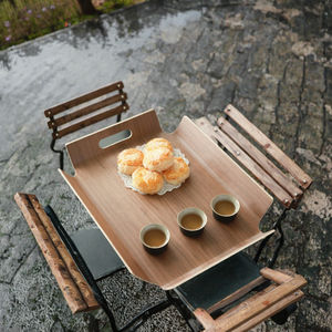 Plateaux de service rectangulaires en bambou faits à la main, classiques, imperméables et écologiques, avec deux poignées – Idéaux pour le pain et les gâteaux - Product Image 3