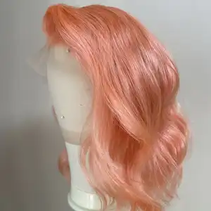 एली बाल नई आगमन अनुकूलित रंग का गुलाब उज्ज्वल गुलाबी कम शारीरिक लहर पारदर्शी फीता सामने बॉब wigs काले महिलाओं के लिए