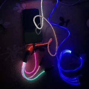 Hızlı şarj ve veri transferi örgülü koruyucu saf LED ışık ile 66W kademeli bakır kablo 4FT 3-in-1 çok RGB kablosu - Product Image 5