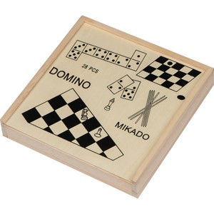 Juego de Madera Económico con Ajedrez, Mikado, Damas y Dominó - Regalo Promocional Novedoso para Noches de Juego en Casa y de Viaje - Product Image 2