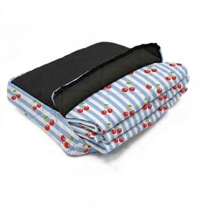 Waterproof Picnic Storage <b>Foldable</b>, Quilted Custom Print <b>Beach</b> Mat Outdoor Family Blanket With Carry Handle - Product Image 2