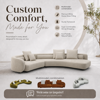 Ensemble de canapés modulaires personnalisables pour salon, villa, canapé sectionnel avec rembourrage en duvet d'oie, tissu naturel écologique