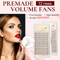 Extensions de cils pré-faites en éventail pour volume, Promade, en soie PBT coréenne naturelle imitation vison, faites à la main, à tige courte