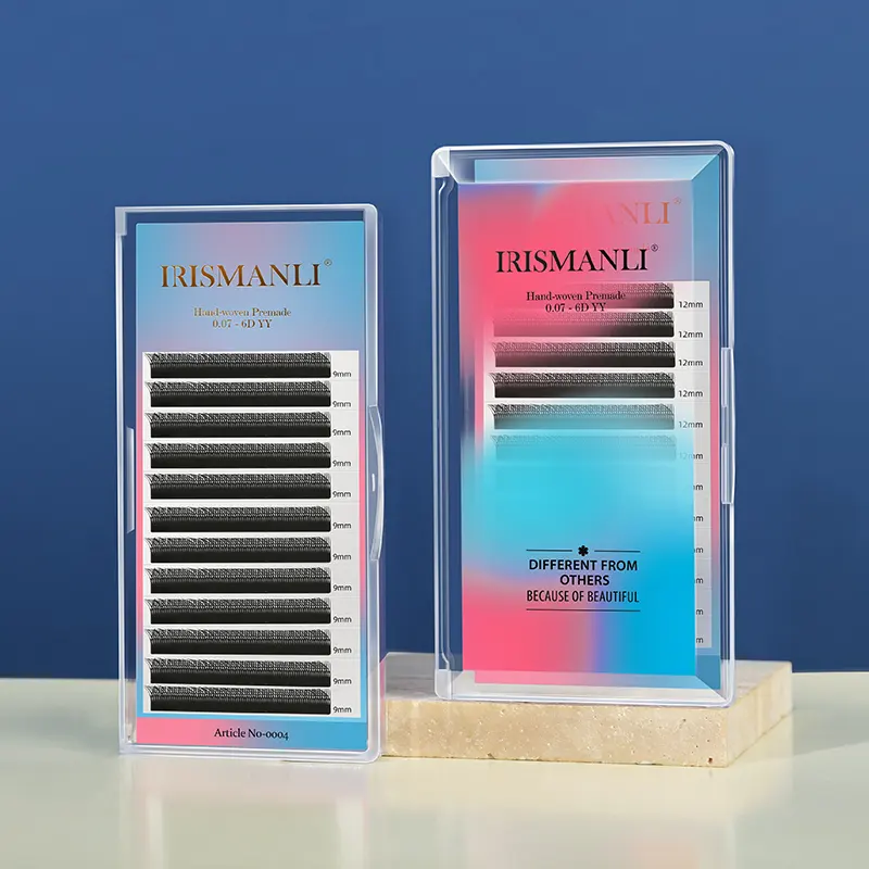 IRISMANLI Label pribadi Premium 6d bulu mata hitam alami panjang 0.07mm ekstensi bulu mata bentuk Yy