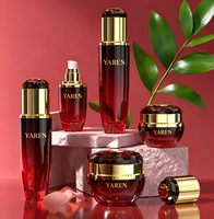 Flacon distributeur sous pression en verre de 40 ml, flacon de toner de 120 ml, tube de crème rouge, matériaux d'emballage pour soins de la peau