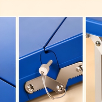 Ensemble de table de pique-nique pliable bleu royal, table d'extérieur portable en plastique avec 4 tabourets, trou pour parasol, mobilier de camping