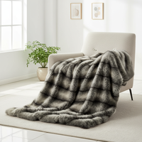 Plaid en fausse fourrure douce et moelleuse Zhengtai, motif loup/renard, idéal pour l'hiver