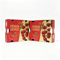 Boîte en carton ondulé personnalisée pour cerises, boîte d'emballage pour fruits avec poignée en feuille d'or pour l'exportation de cerises fraîches