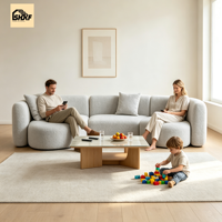 Canapé modulaire incurvé en tissu bouclé de qualité supérieure, canapé d'angle moderne avec structure en bois massif pour salon