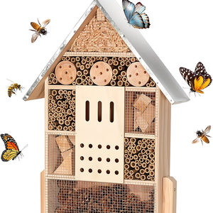 <span class=keywords><strong>Casa</strong></span> para Insectos Extra Grande de Madera con Estacas, Hotel para Insectos, Hábitat de Bambú para Exteriores, Caja para Mariquitas y Abejas - Product Image 1