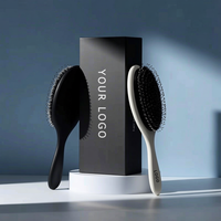 Brosse à cheveux démêlante à coussin d'air et poils de sanglier pour femme, marque privée d'usine, avec emballage en sac de coton, vente en gros